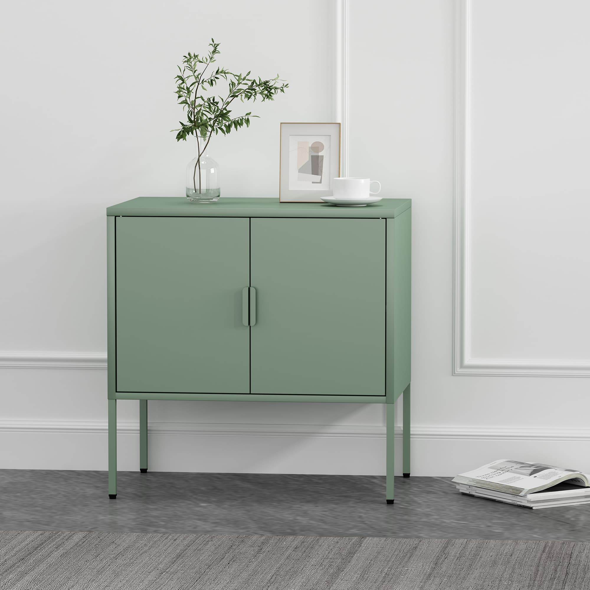 Ava 24" Metal Accent Cabinet in Sage Green