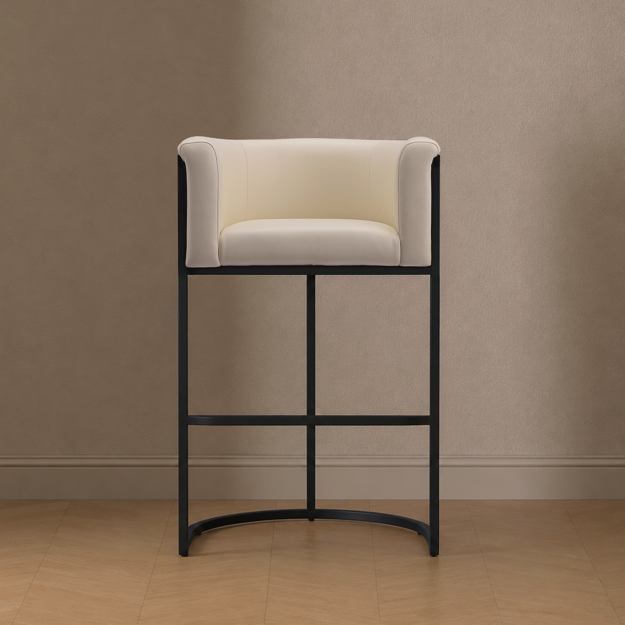 Cosmopolitan Metal Upholstered Barstool in Cream