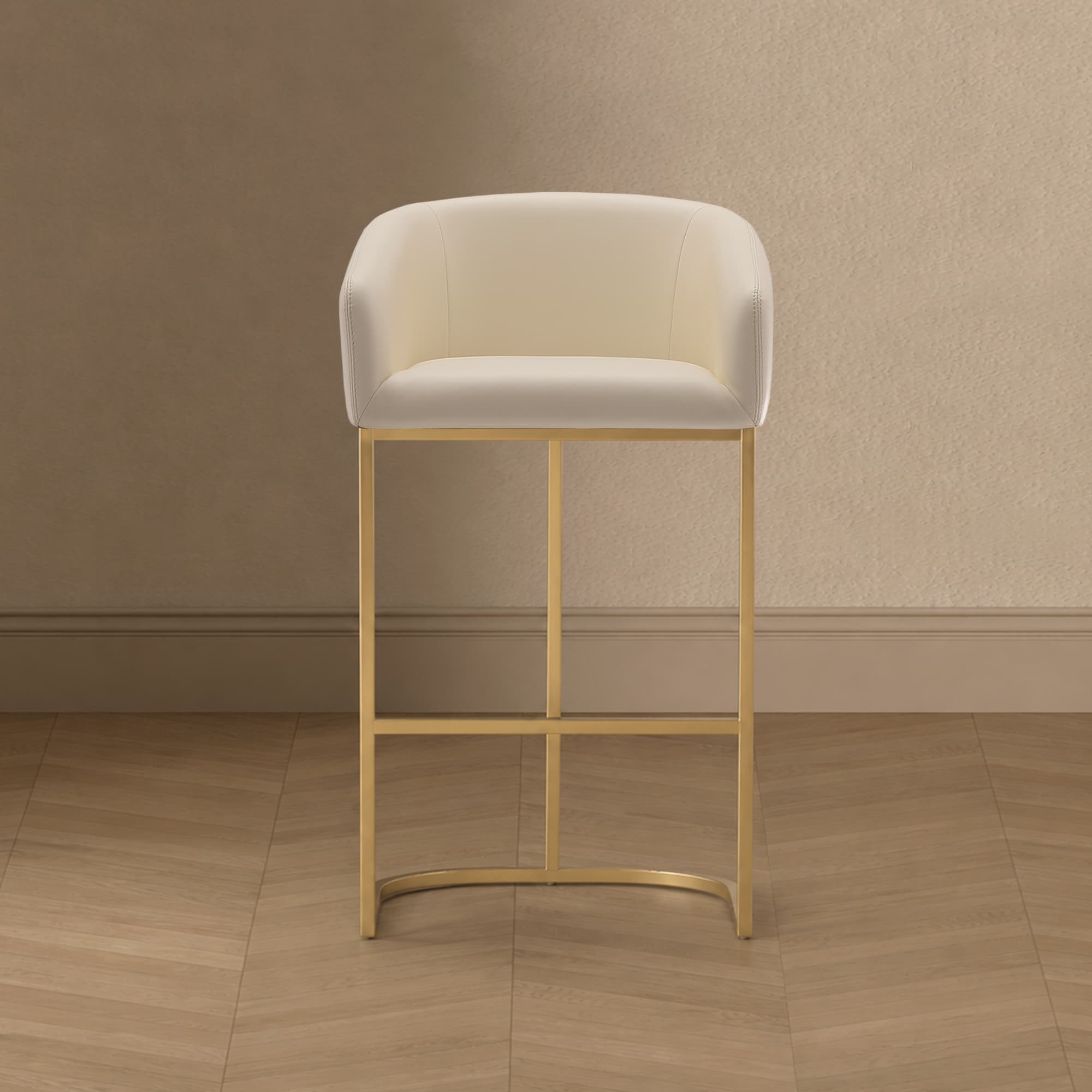 Louvre Metal Upholstered Barstool in Cream