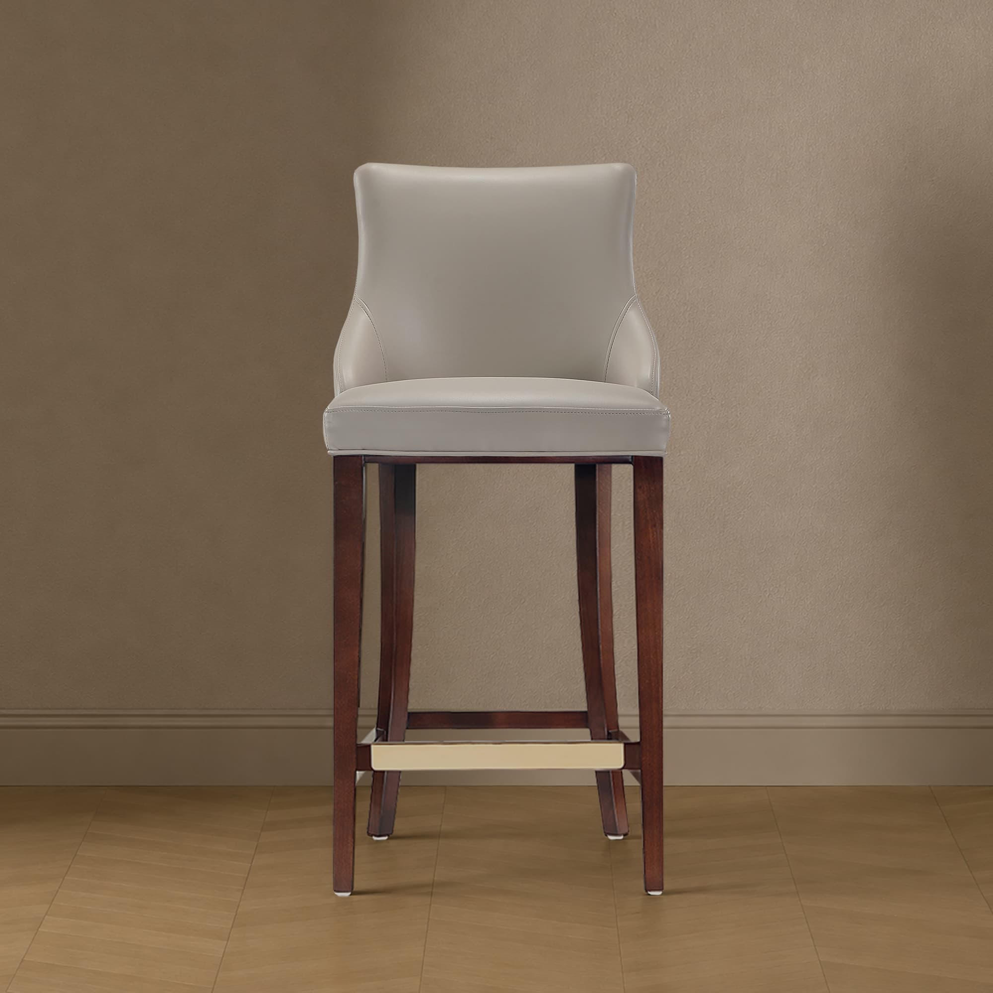 Shubert Wood Upholstered Barstool in Light Grey