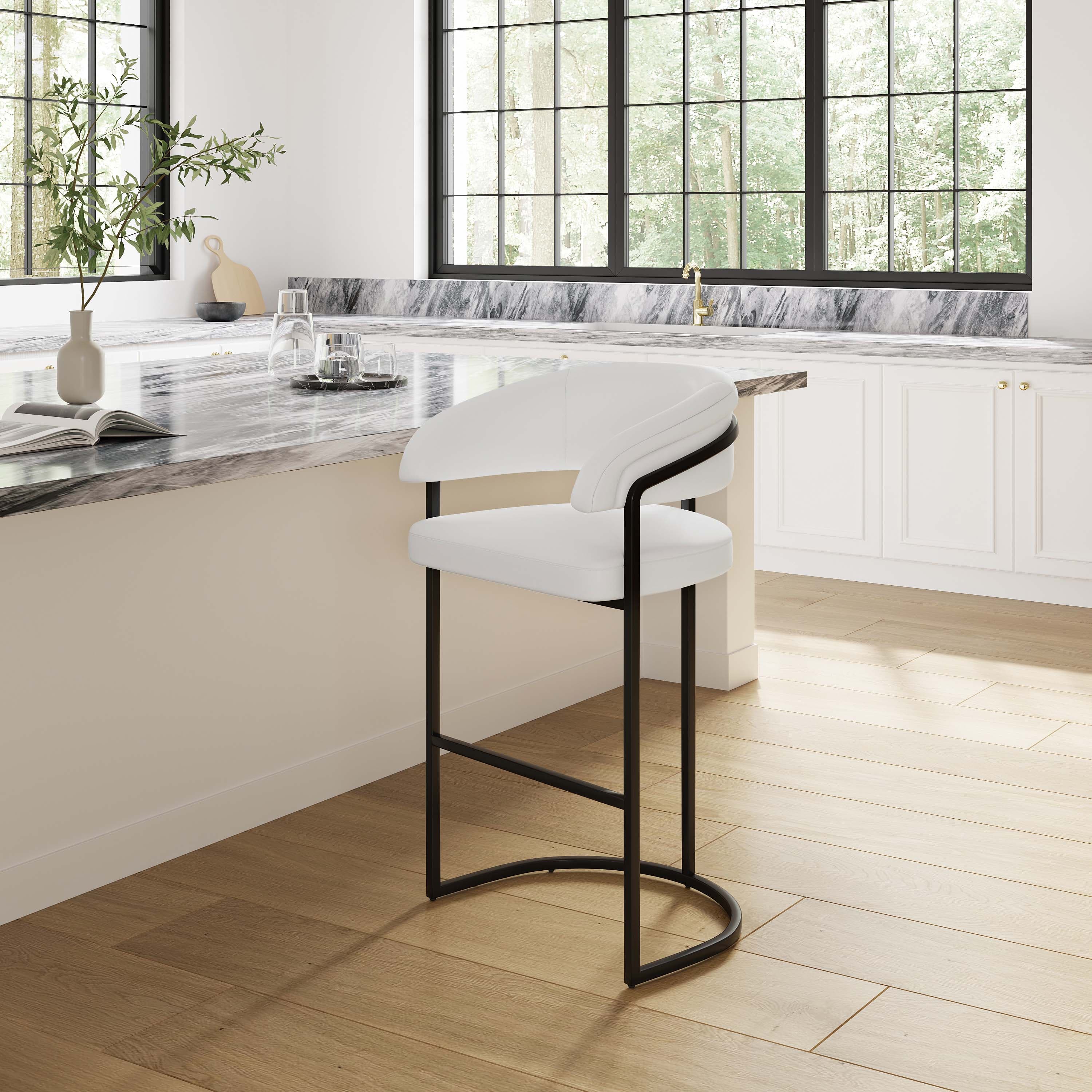 Augusta Metal Upholstered Barstool in White