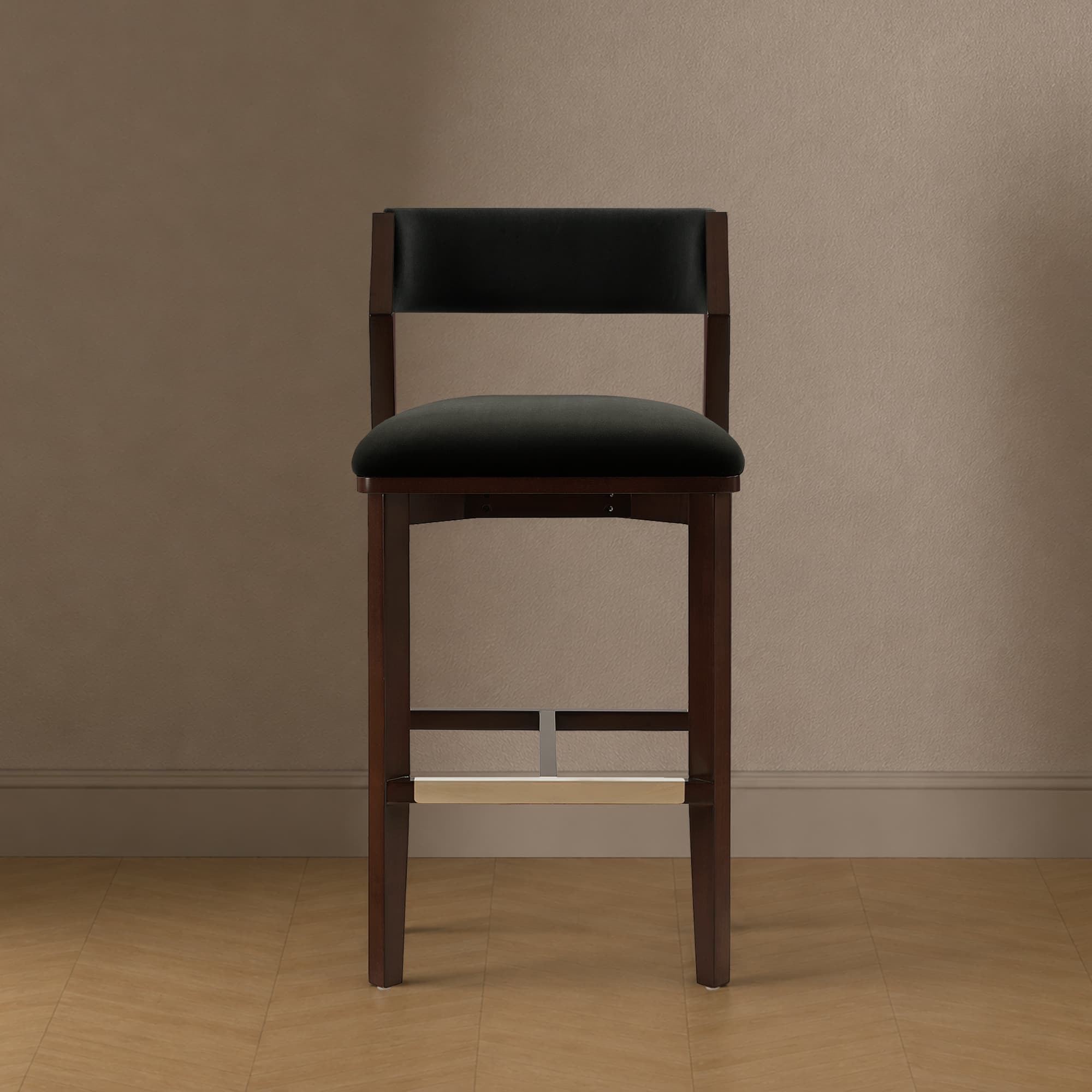 Patricia Wood Upholstered Barstool in Black