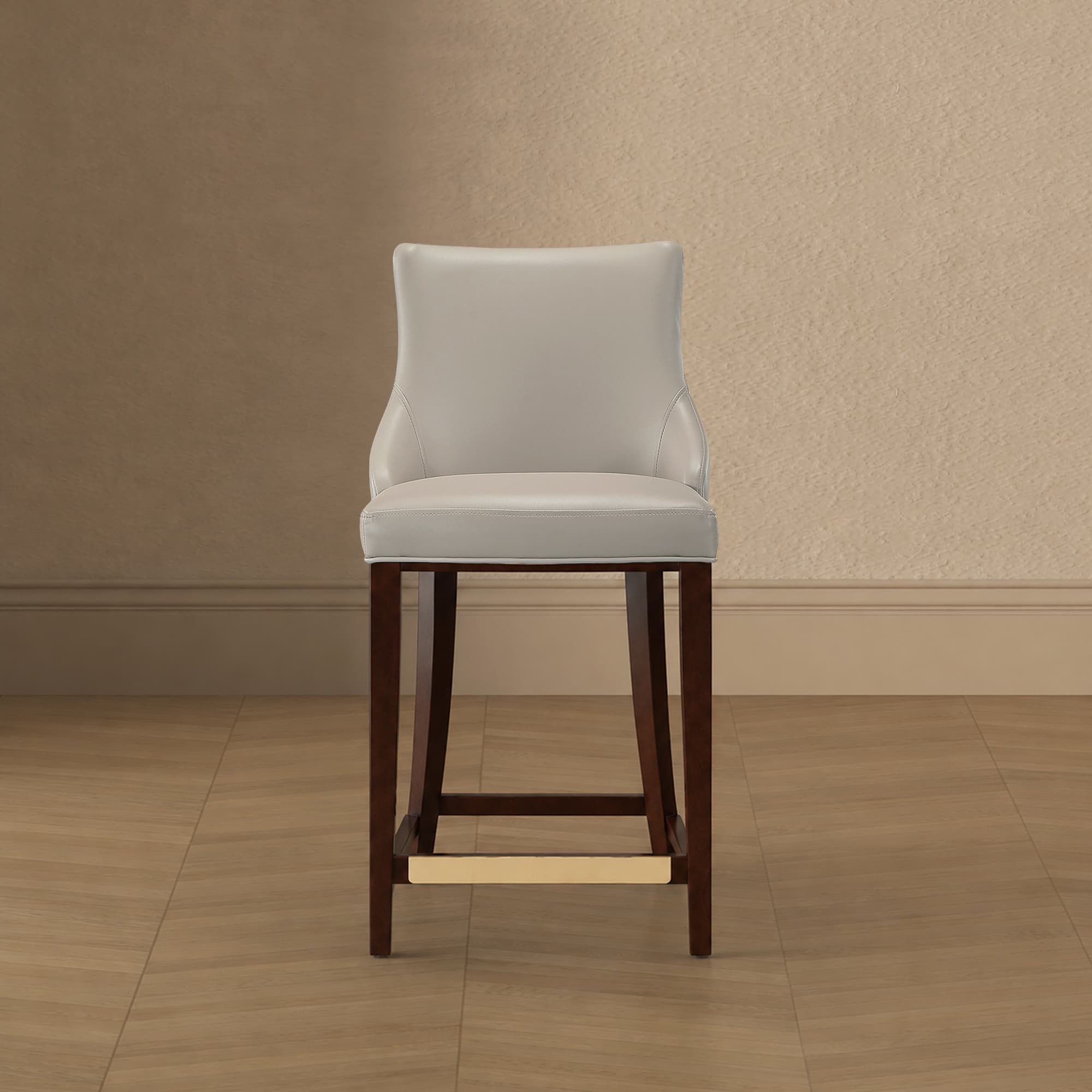Shubert Wood Upholstered Counter Stool in Light Grey
