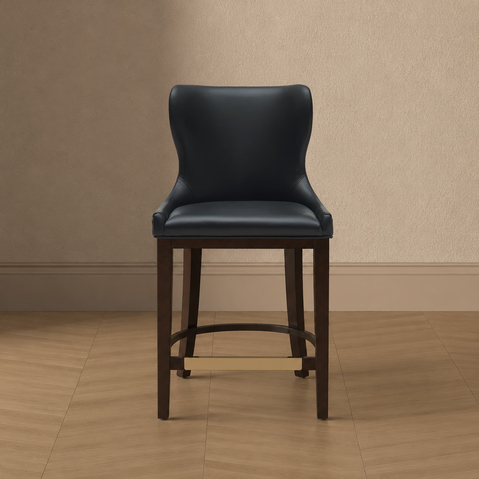 Blair Wood Upholstered Counter Stool in Black