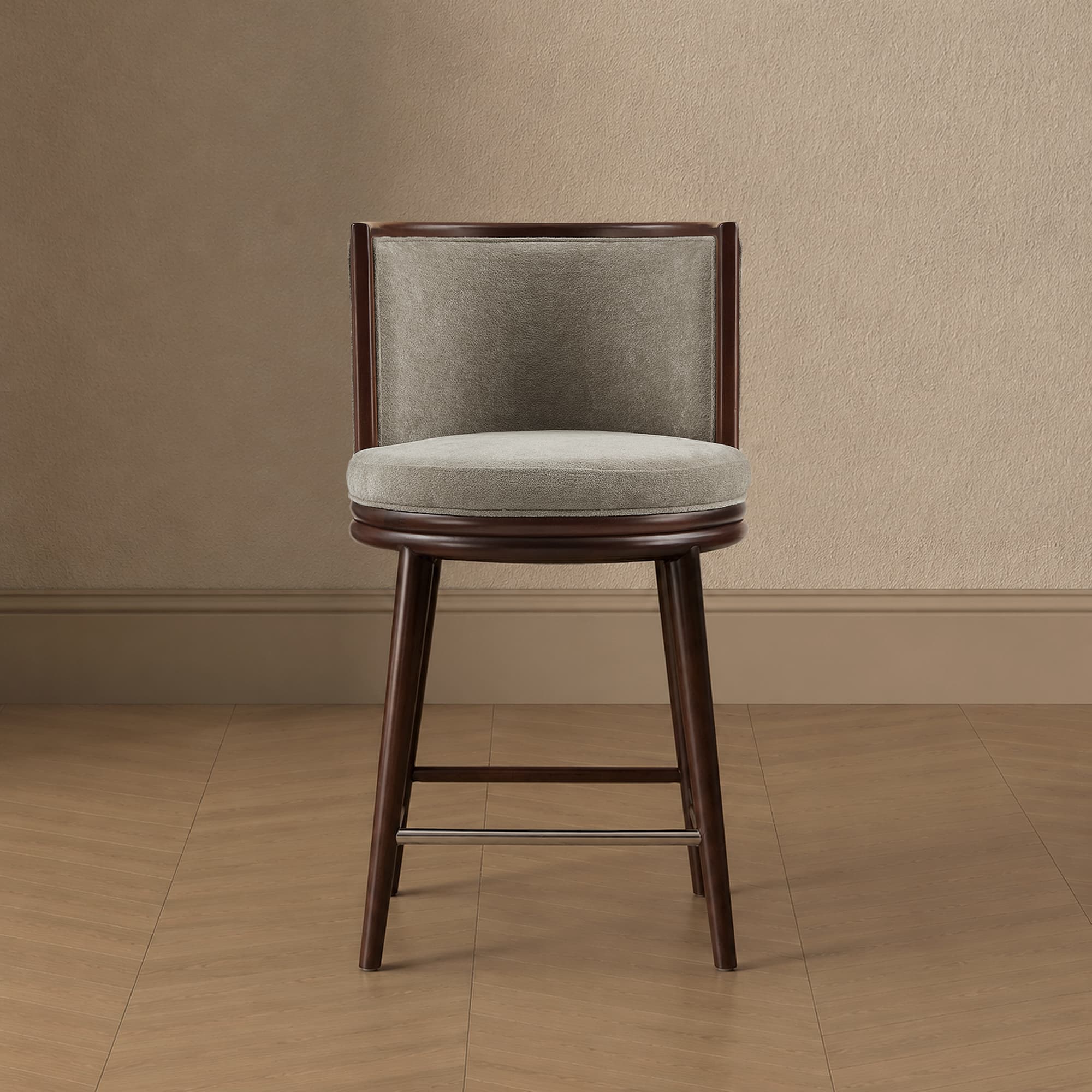 Evalyn Wood Upholstered Counter Stool in Dove