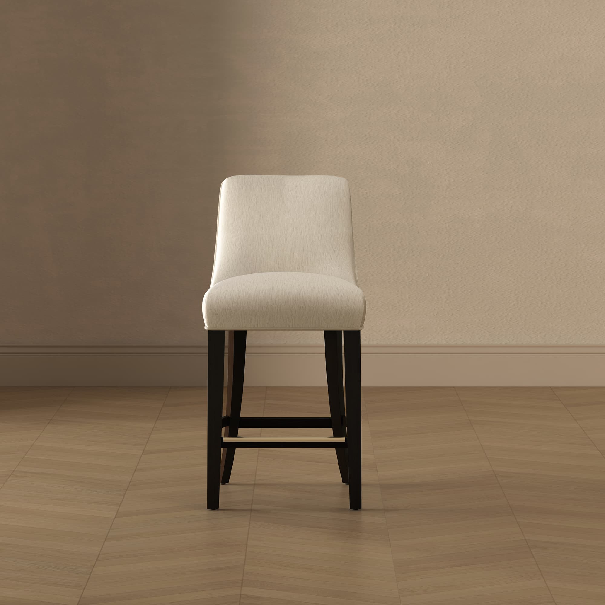 Beever Wood Chenille Counter Stool in Cream