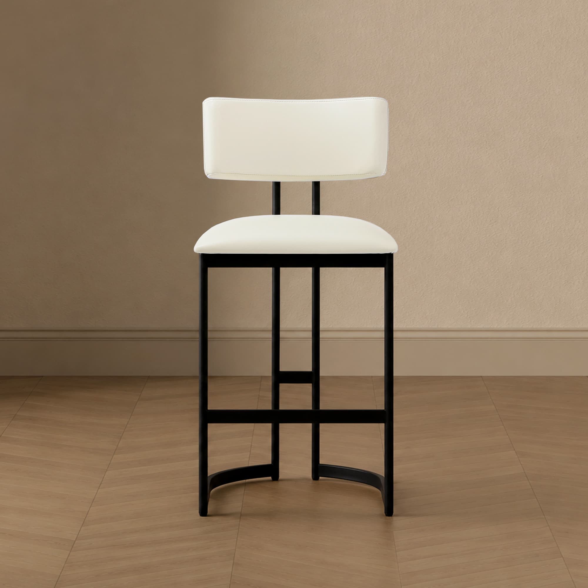 Juno Metal Vegan Leather Counter Stool in Ivory