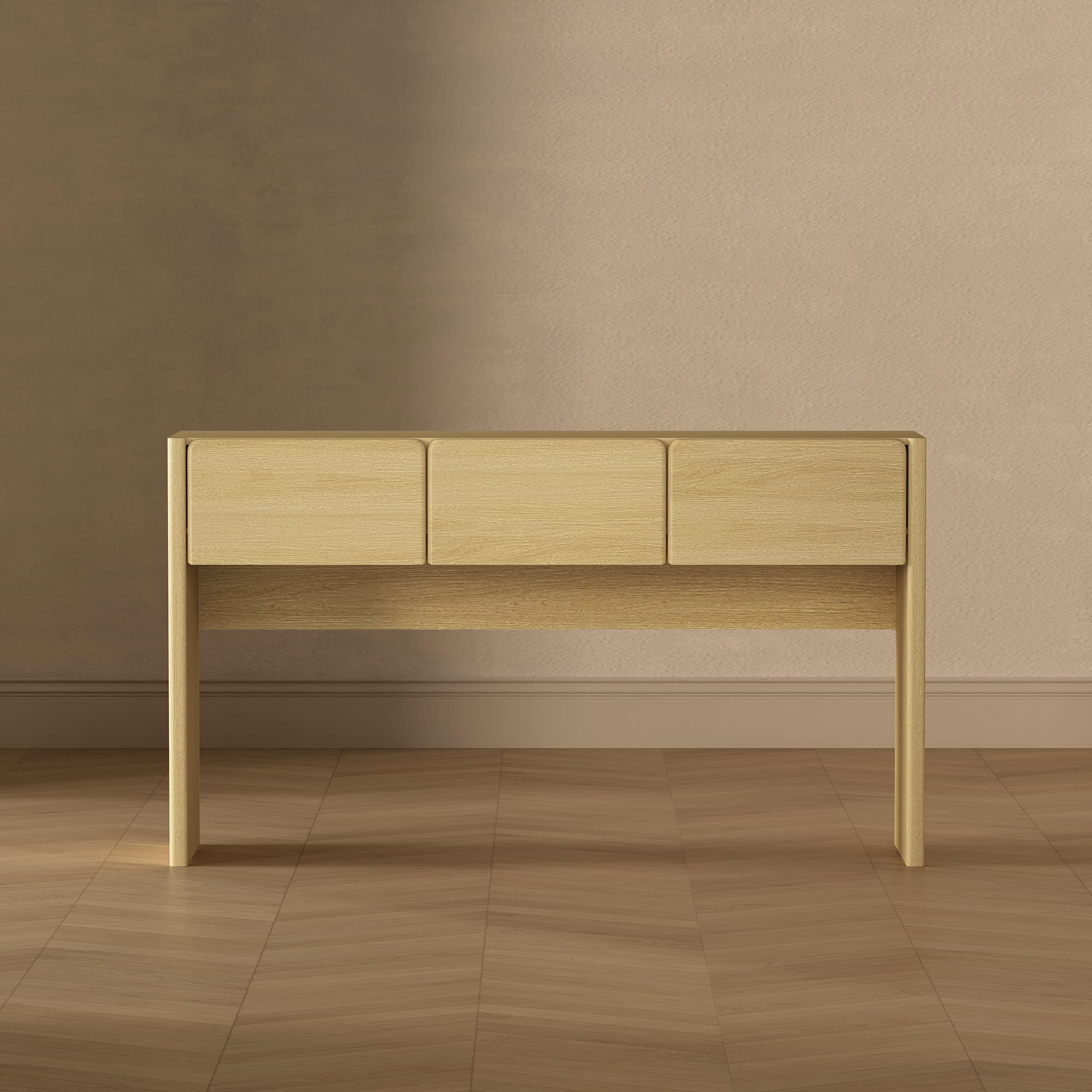 Linda Console Table in Natural Oak (3-Drawer)