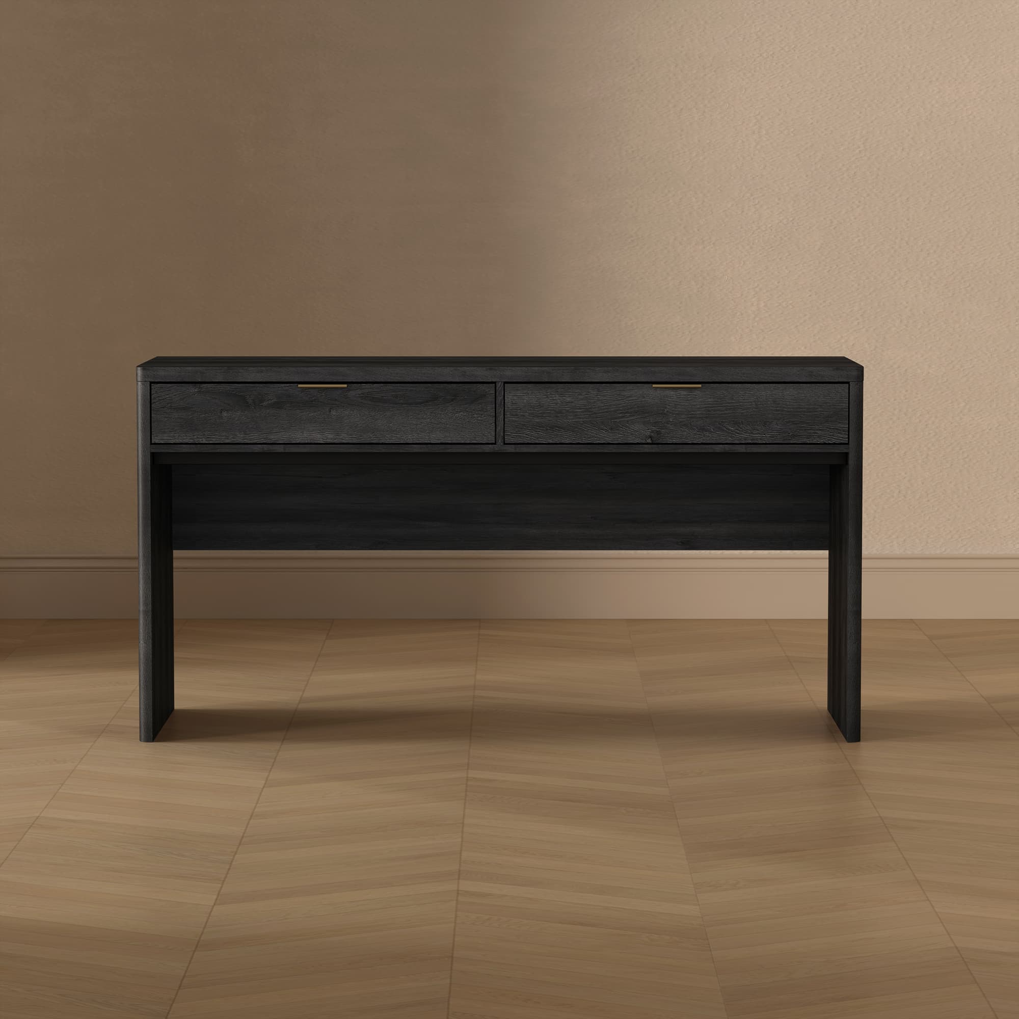 Evelyn 60" Writing Desk in Charcoal Gray (2-Drawer)
