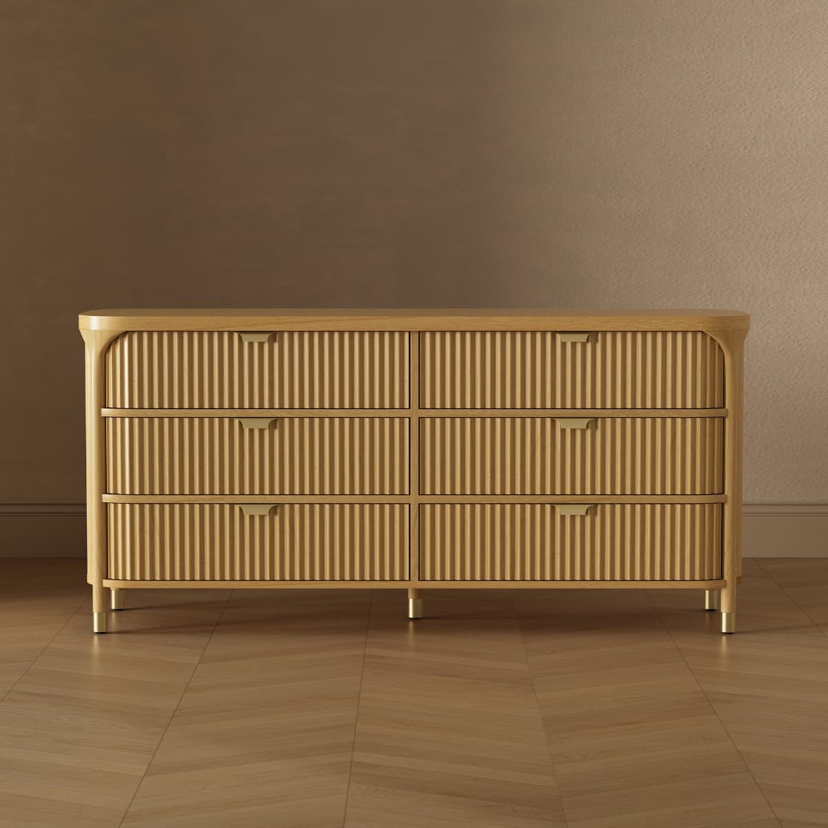 Park 68" Solid Wood Dresser in Natural (6-Drawer)