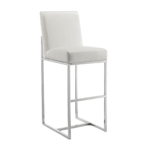 Element Metal Upholstered Barstool in Pearl White