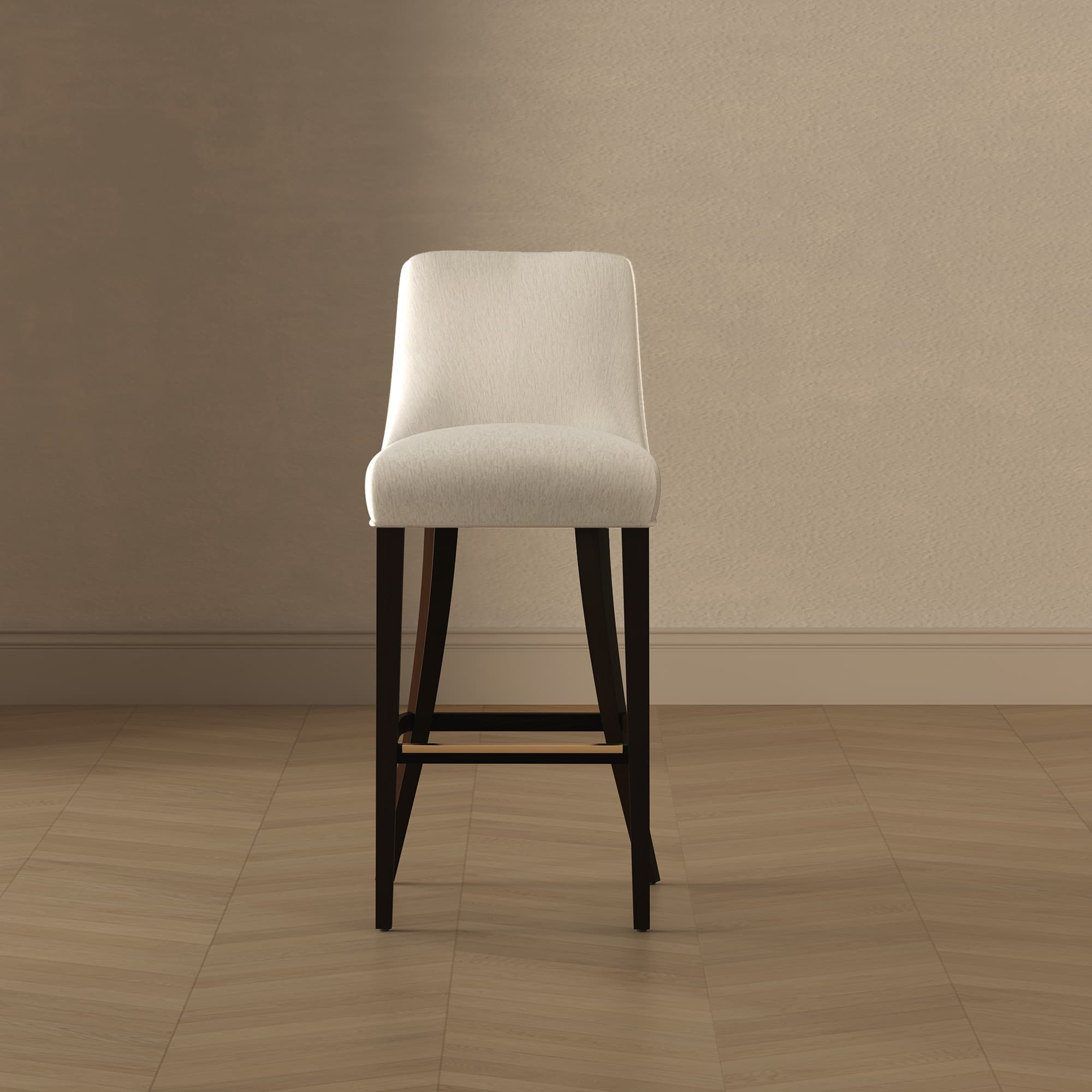 Beever Wood Upholstered Chenille Barstool in Cream