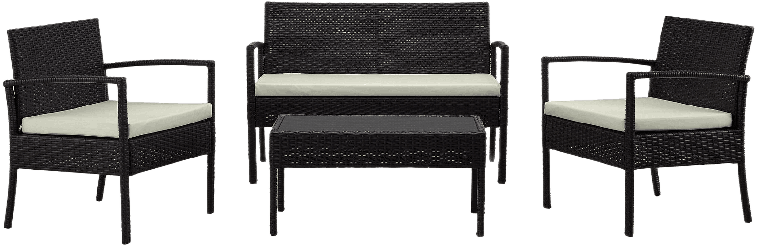 Noli 4-Piece Conversation Set in Black and Cream
