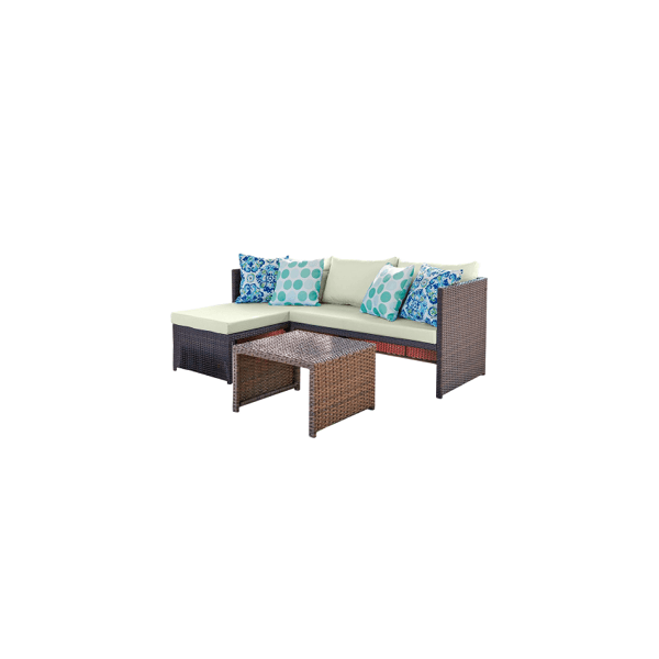 Menton 3-Piece Sectional Set in Brown and Cream