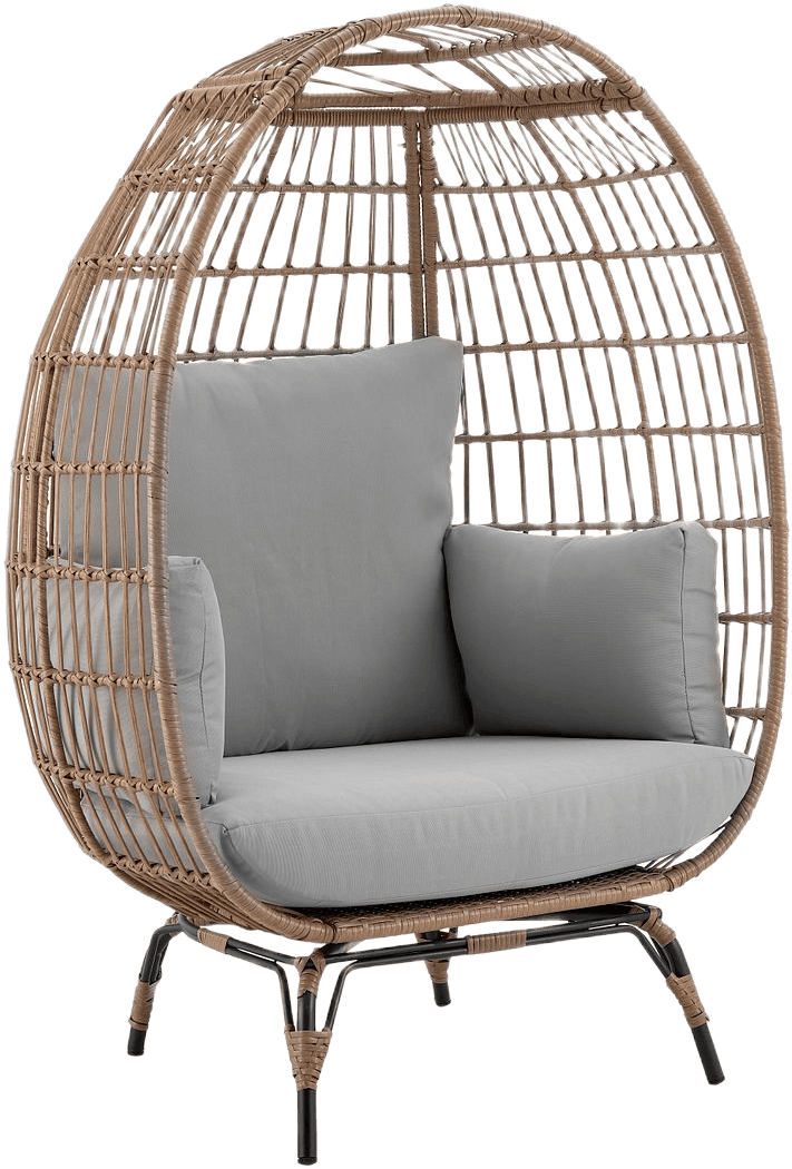 Spezia Freestanding Egg Chair in Tan and Cream